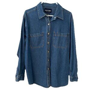 Vintage Solutions Denim Shirt Shacket Women's Large Pockets Western Cowgirl